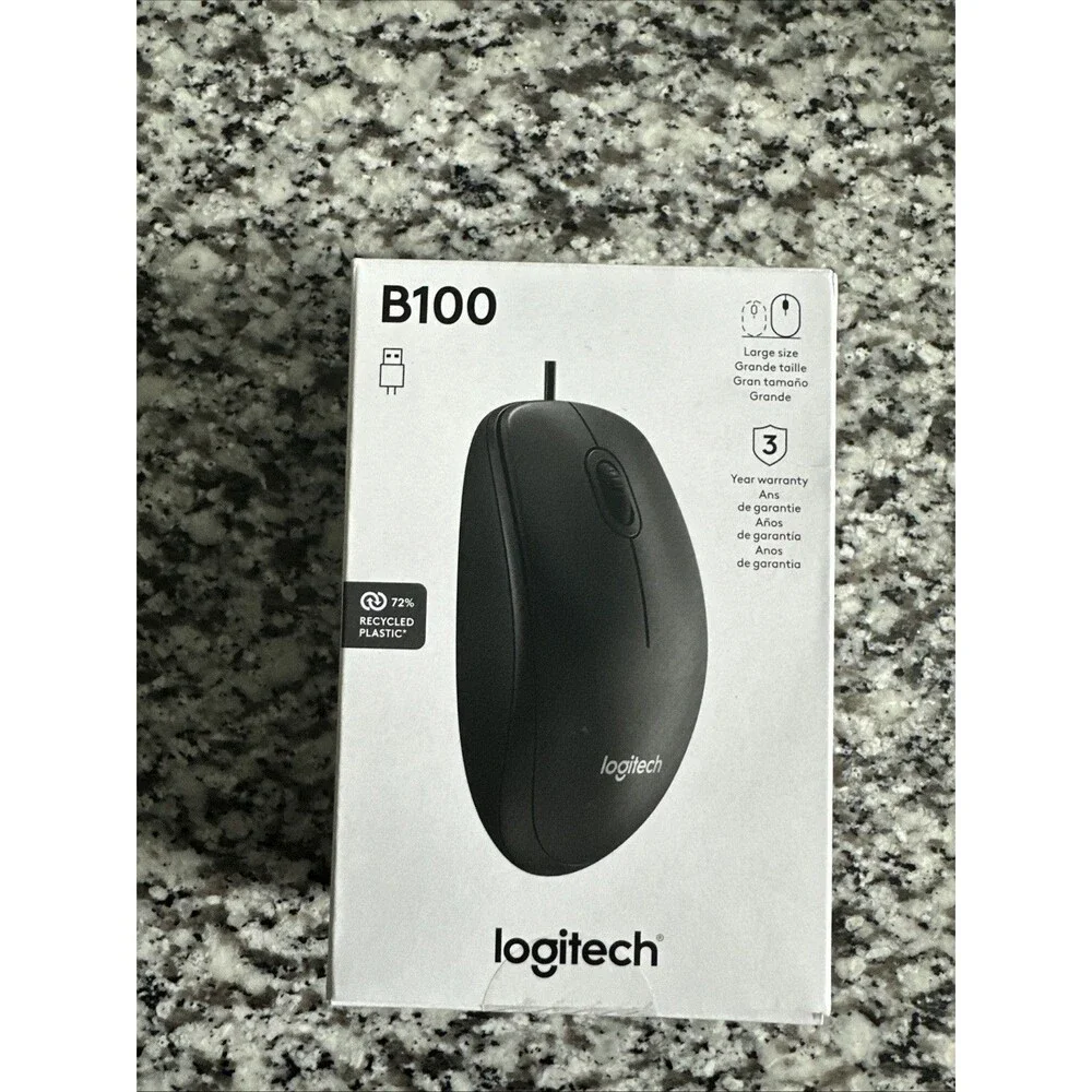 Logitech B100 Optical USB Mouse,Black
